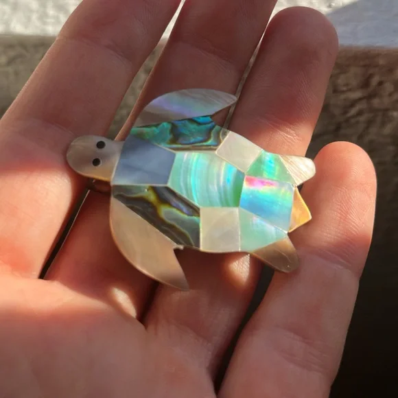 Sea turtle hair clip natural shell inlay - Picture 2 of 4
